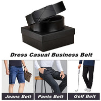 OYIFAN Fashion Men's Belt Men's Genuine Leather Belt Automatic Buckle Ratchet Belt Random Adjustment Quick Pick Grocers