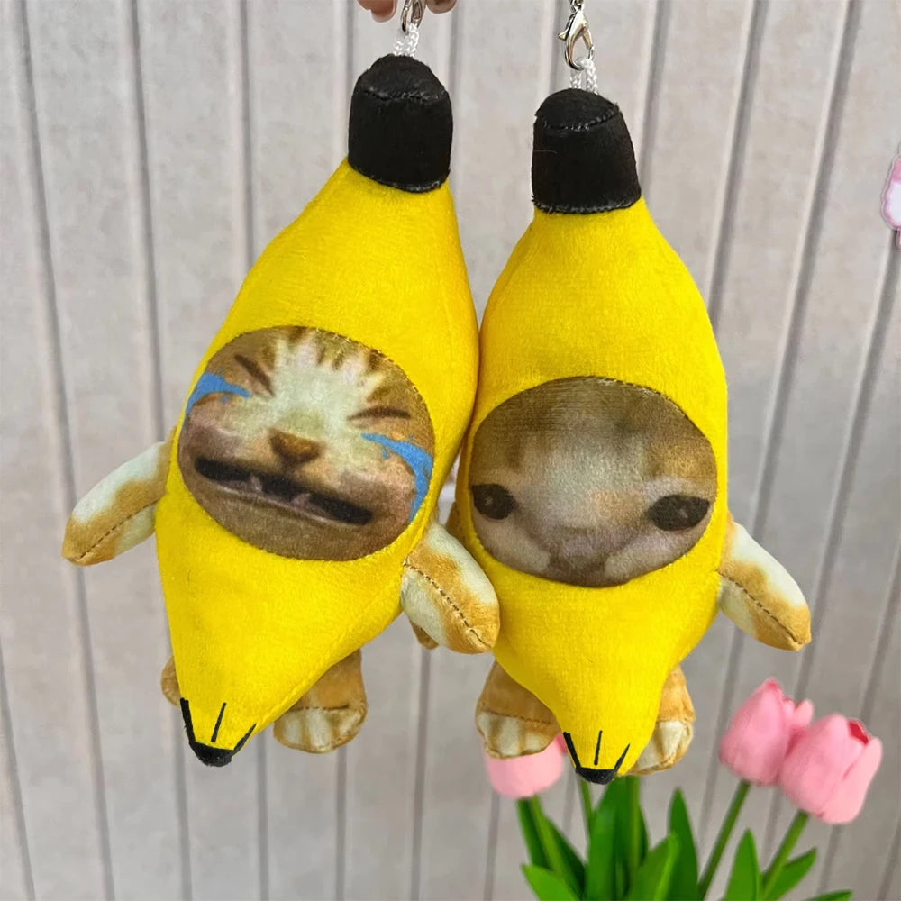 Banana Cat Doll Pendant Keychain Crying Happy Banana Cat Plush Pendant With Sound Toy Car Bag Funny Pendant Keyring Gifts Kids Quick Pick Grocers