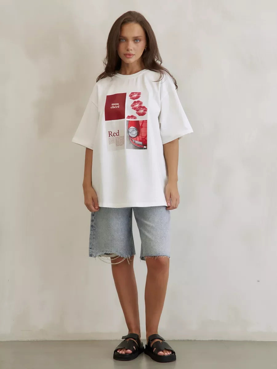 European American Hot Girl American Y2K Design Printed T-shirt Summer Women Ins Pure Cotton High Street Retro Short-sleeved Top Quick Pick Grocers
