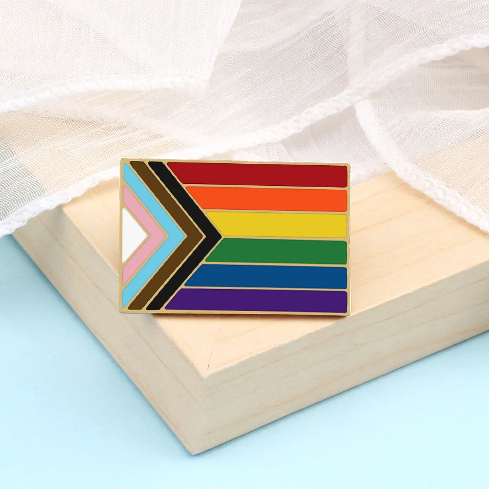 Asexual Gay Lesbian Enamel Brooches LGBT Pride Non-binary Trans Backpack Badge Rainbow Rectangle Lapel Pin Jewelry Friends Gifts Quick Pick Grocers