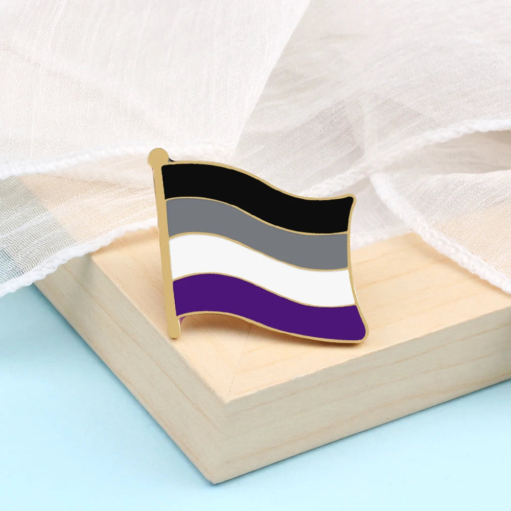 Rainbow Flag LGBT Pride Enamel Pin Inclusive Progress Non-binary Trans Les Bisexual Asexual Brooch Bag Denim Lapel Badge Jewelry Quick Pick Grocers
