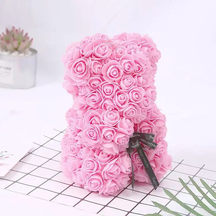 25cm Artificial Teddy Rose Flower Bear with Box Romantic Valentines Day Gift Girlfriend Women Anniversary Wedding Party Supplies Quick Pick Grocers