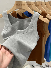 zjaiss Women Solid Round Neck Ribbed Tank Top Camisole Women 2026 Summer Basic Elastic Tank Top O Neck Solid Tank Top Quick Pick Grocers