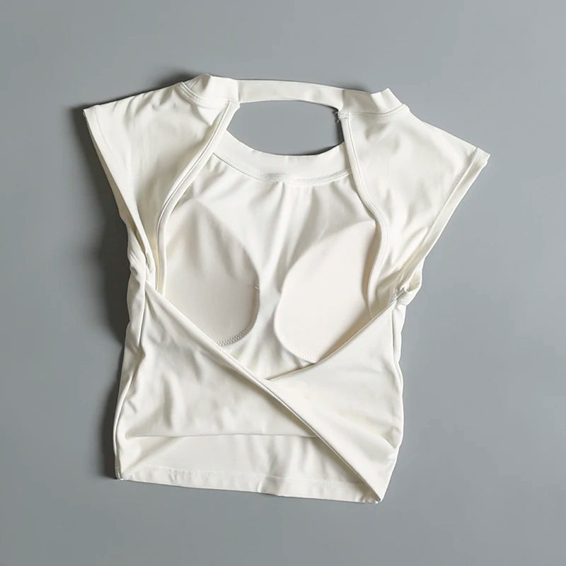 Sexy Short Backless Fixed Chest Pad Sports T-shirt Vest Women's Tight Fitting Quick Drying Slimming Yoga Suit Top Clothing Quick Pick Grocers