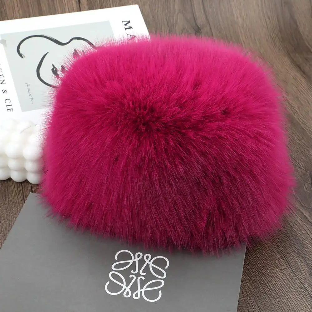 Hot Sale Fur Hat Women Warm Snow Ski Cap Female Faux Fox Fur Thick Warm Winter Hat Lady Windproof Russian Hat Ear Warmer Bonnet Purest Peak