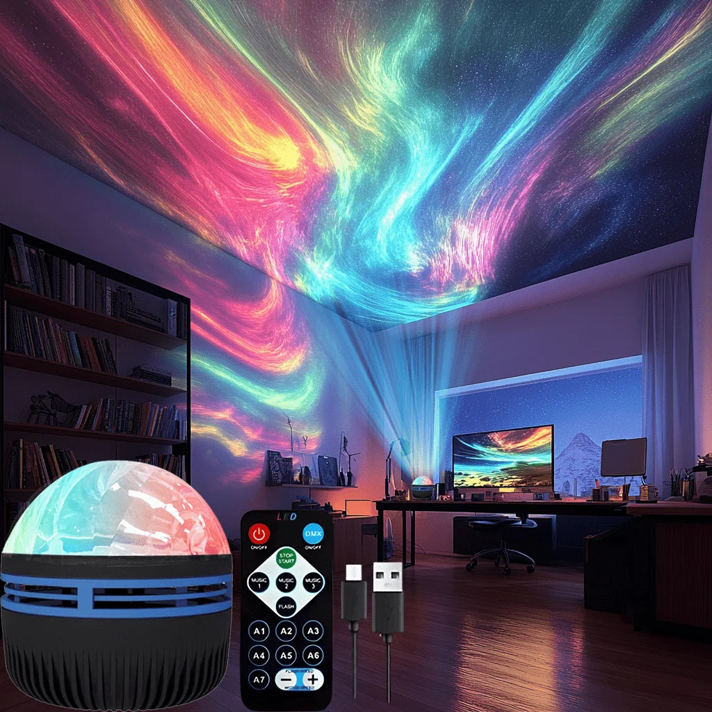 LED Night Light 7 Colors Starry Sky Projector Light Northern Aurora Ambient Light with Remote USB Auto Rotate for Bedroom Decor Quick Pick Grocers