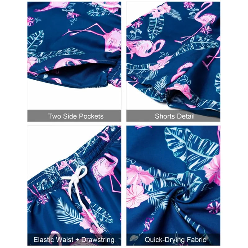 2024 New Men's Summer Holiday Suit Retro Textured Printed Border Shirt Short Sleeve Shorts Two Piece Men's Breathable Pool Suit Quick Pick Grocers