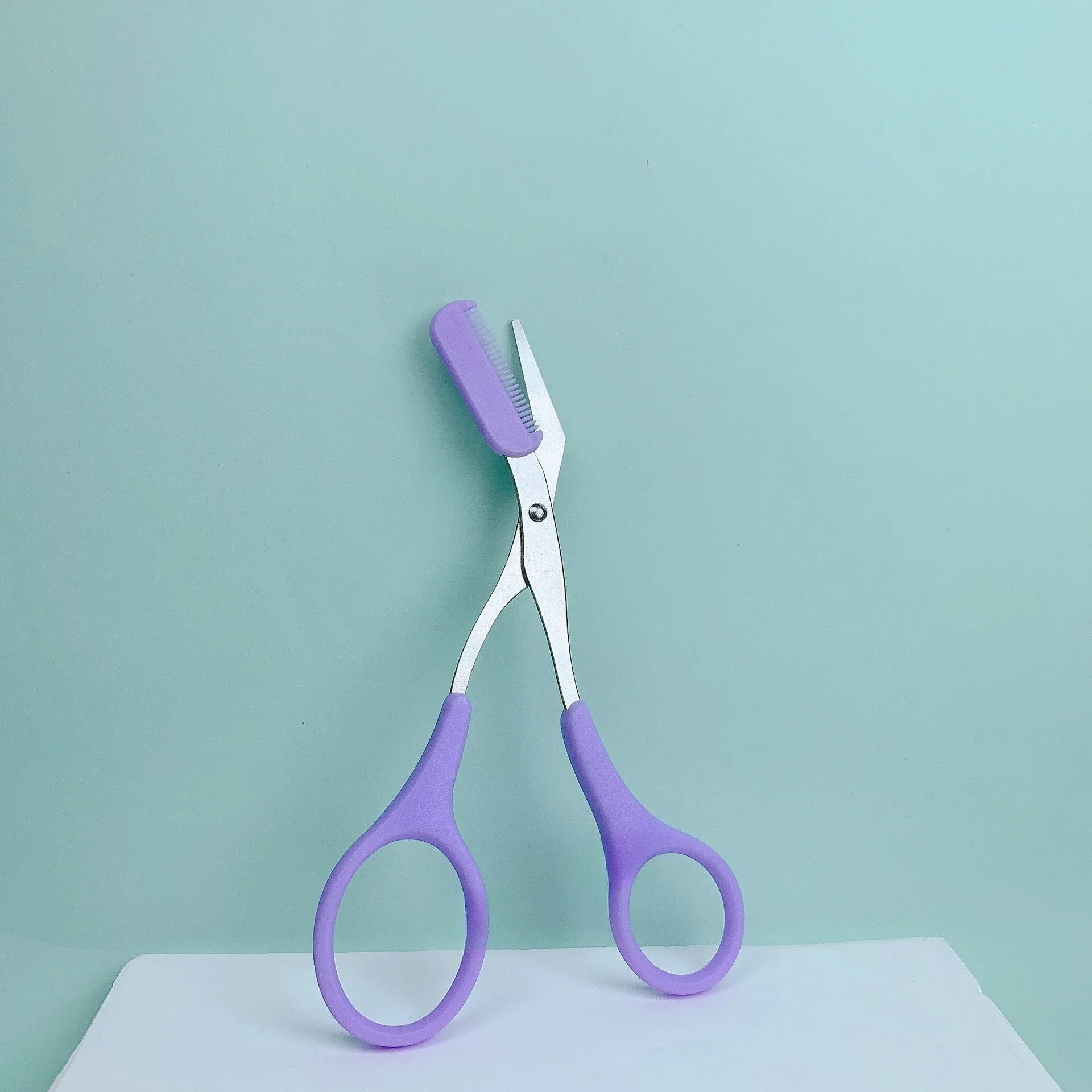 1 Pcs Pink Eyebrow Trimming Scissors with Built-in Comb - Stainless Steel, Precise Grooming Tool, Creating Perfect Eyebrows Quick Pick Grocers