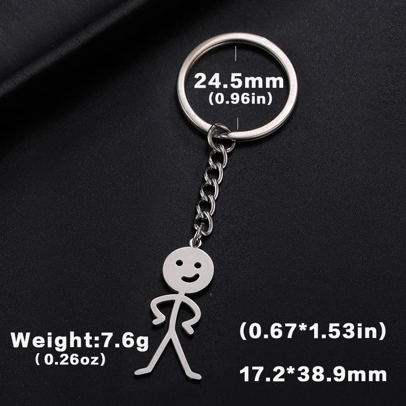 Teamer Funny Middle Finger Stickman Keychain 2025 Cute Trend School Bag Car Key Pendant Couple New Trinket Gift Keyring Econic Blanks