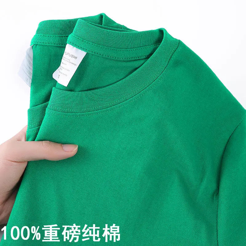 100% Cotton T-shirt Men Women Solid Color O Neck Short-sleeved Tops Summer Korean Loose Half-sleeve T Shirt Unisex M-4XL Quick Pick Grocers