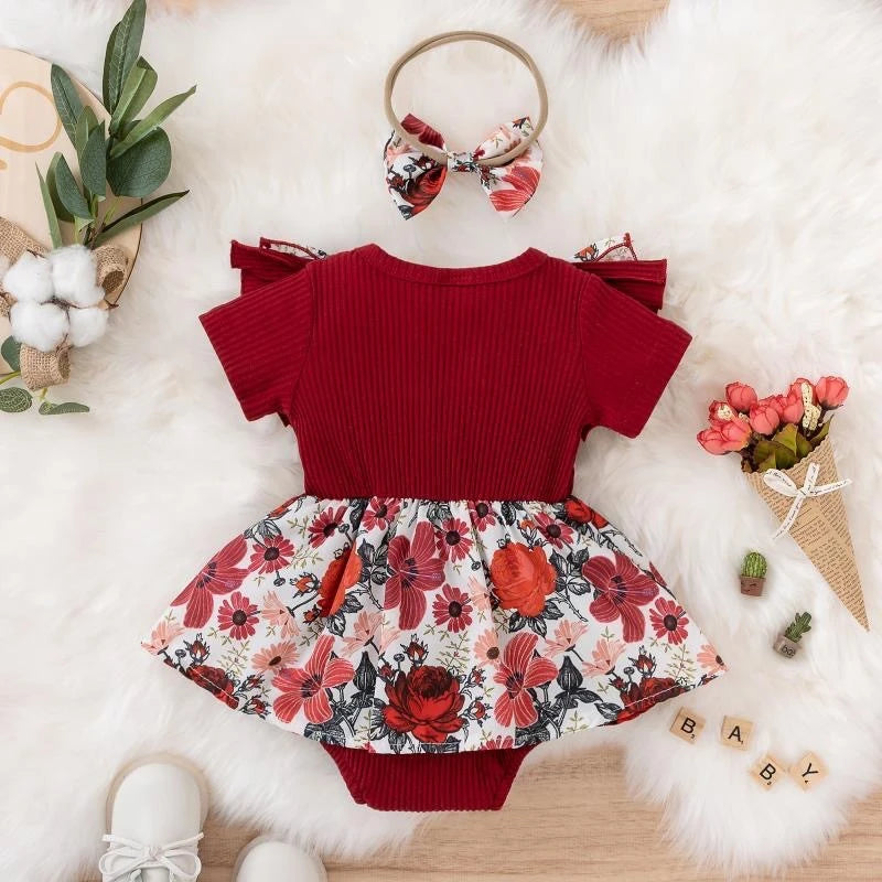 Summer Baby Girl Dress With Bowknot Striped Jumpsuit Cotton Dress For Newborn Floral Clothes Baby Crawling Clothes Quick Pick Grocers