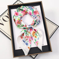 Bohemian Style Print Luxury Brand Silk Square Scarf Women Satin Shawls Neckerchief Wrap Scarves Bandana Hair Hjiab Floral Quick Pick Grocers