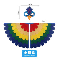 Bird Cosplay Costume Stage Performance Owl Peacock Wings Bird Felt Cape with Mask for Girls Boys Halloween Party Cloak Quick Pick Grocers