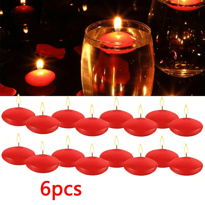 6/10/16Pcs Unscented Discs Candles Floating For Valentine's Day Party Wedding Home Bathtub Decor Romantic Confession Candlelight Econic Blanks