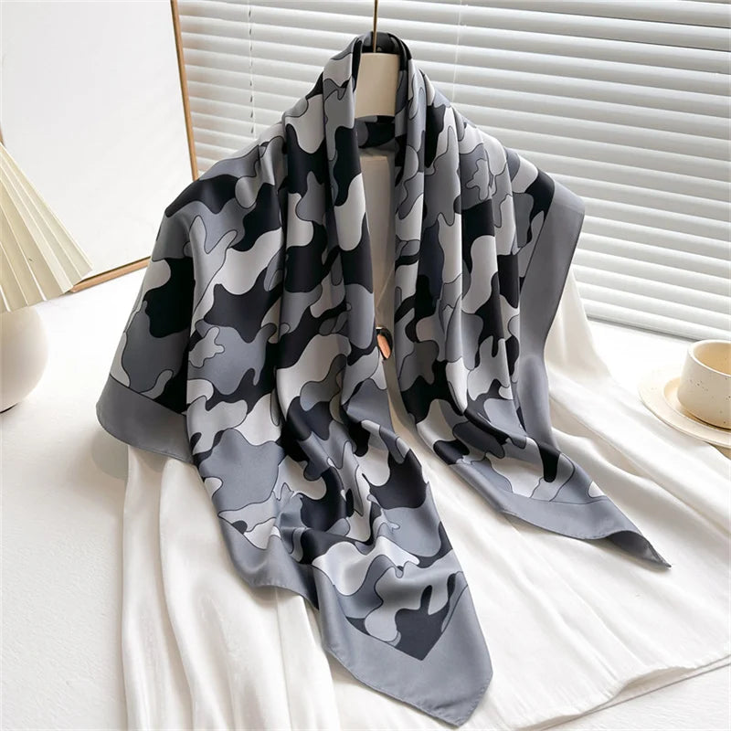 90*90Cm Square Scarf Twill Silk Feeling Women Head Shawls and Wraps Luxury Hair Tree Print Neck Scarves Hijab Bandana Pashmina Quick Pick Grocers