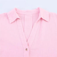 HipSeam Wide Sleeved Shirt Women Spring Asymmetric Hem Button Women's Shirts Simple Lady Johnny Collar Shirts & Blouses Quick Pick Grocers