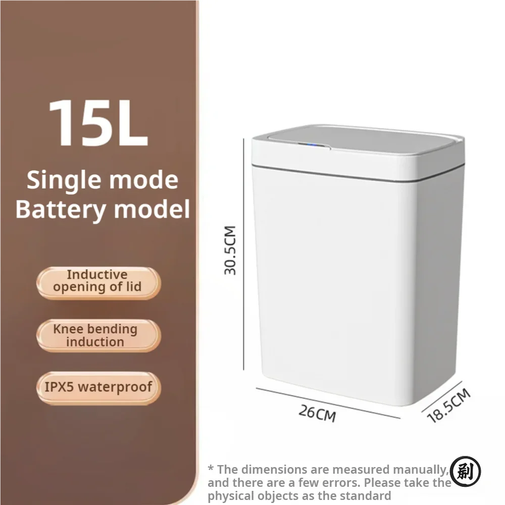 Smart Bathroom Trash Can Automatic Bagging Electronic Trash Can White Touchless Narrow Smart Sensor Garbage Bin Smart Home 15L Econic Blanks
