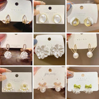Pure White Women's Dangle Earrings Blooming Flower Acrylic Enamel Butterfly Imitation Pearl Heart Hanging Earrings Elegant brinc Econic Blanks