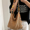 Women's Boho Crochet Bag Designer Flowers Knitted Handbags Large Capacity Summer Beach Woven Shoulder Bag Girls Tote Shopper Bag Quick Pick Grocers