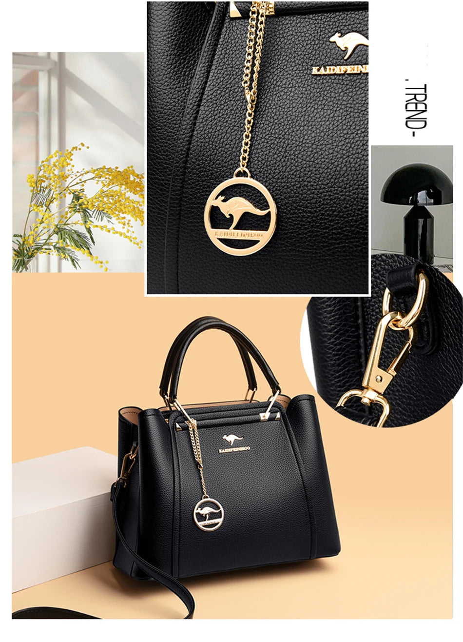 2024 Luxury Women Designer 3 Layers Shoulder Crossbody Sac Ladies Large Capacity Leather Handbags Shopper Brand Messenger Totes Quick Pick Grocers