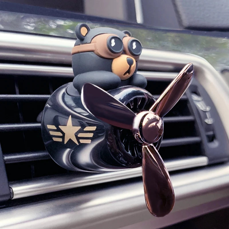 Rotating airplane pilot bear car air fresheners accessories interior decorations fan vent clips perfume fragrance diffuser aroma Econic Blanks