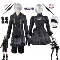 Anime Nier Automata Cosplay 9S Yorha 2B Cosplay Suit Male Women Outfit Wig Disguise Costume Plus Size Fancy Party Black Dress Quick Pick Grocers