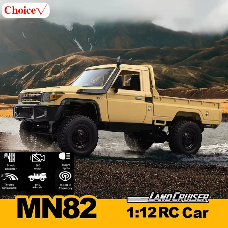 MN82 4WD Off-road Rc Car With LED Lights 1:12 Full-scale Simulation Professional 2.4G Remote Control Pickup Truck Model Kids Toy Quick Pick Grocers