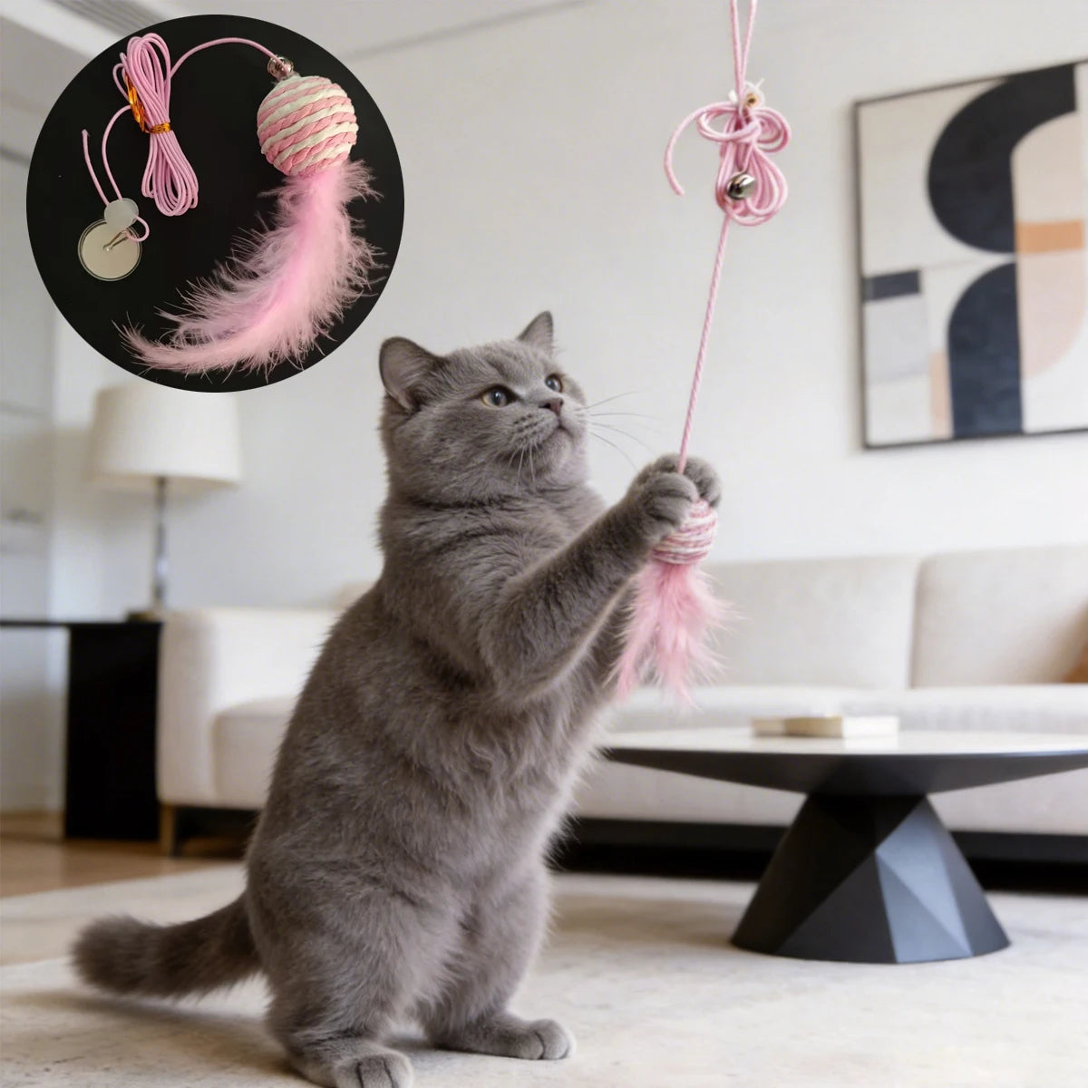 New Type Of Electric Cat Toy with 2 Ropes Smart Hanging Door Auto Swing Feather Toy A Self-entertainment And Cat-teasing Wonder Quick Pick Grocers