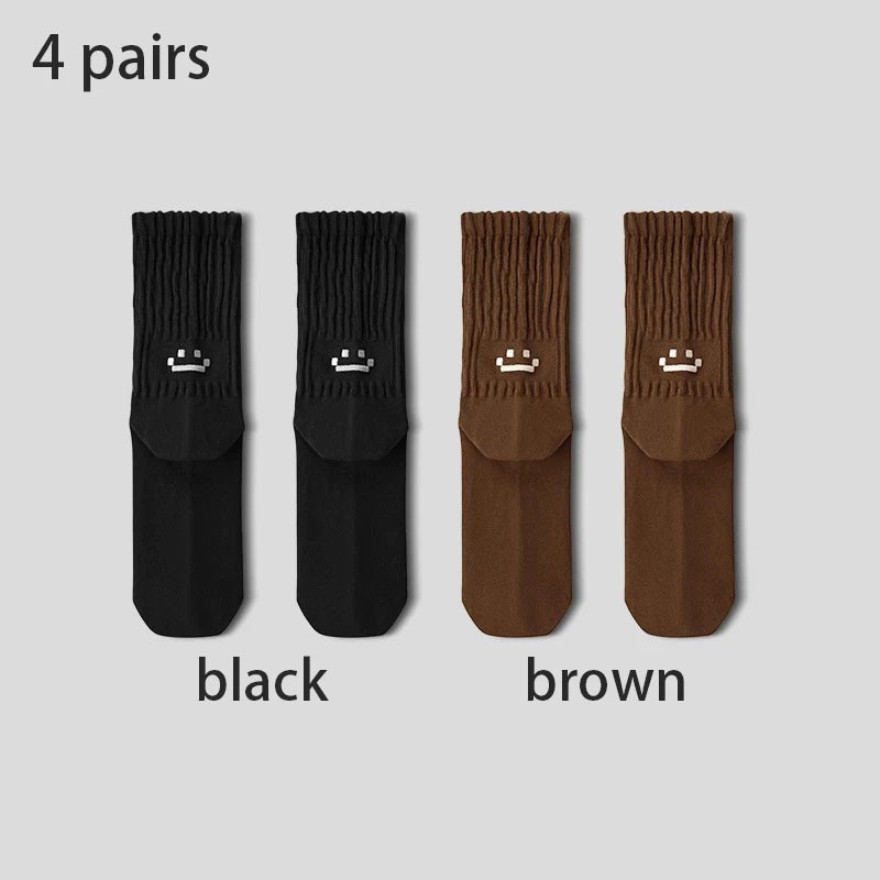 4 Pairs Men's Cotton Work Socks Cushioned Long Running Breathable Ankle Crew Socks  Casual Socks for Men Cycling socks Quick Pick Grocers