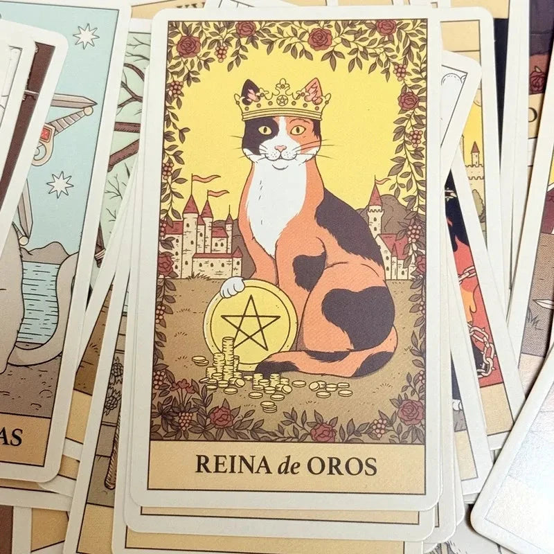 El Tarot De Los Gatos Cards 78 cartas del tarot Spanish Edition Cats Rule Earth Divination Deck Borad Playing Games Econic Blanks