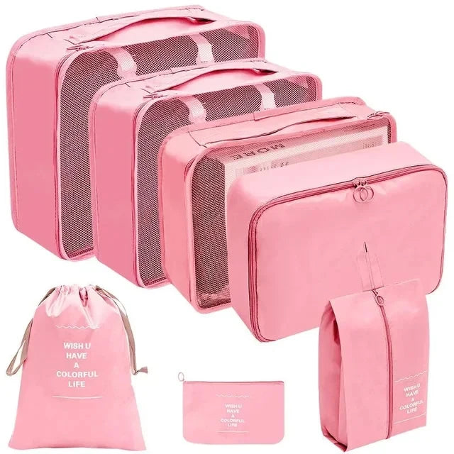 7/8/9/10 Pcs Set Travel Organizer Storage Bags Suitcase Packing Cubes Set Cases Portable Luggage Clothes Shoe Tidy Pouch Folding Econic Blanks