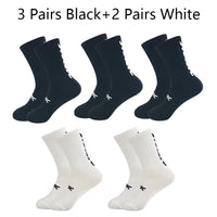 5 Pairs Cycling Socks Men Bicycle Sport Running Bike Socks Mid Tube Compression Outdoor Racing MTB Road Bike Socks Breathable Quick Pick Grocers