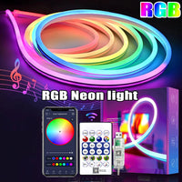 5V RGB Neon Strip Light 1M 2M 3M 5M USB Waterproof Flexible Ribbon Tape Neon Lights With Bluetooth Remote Control For Home Decor Econic Blanks
