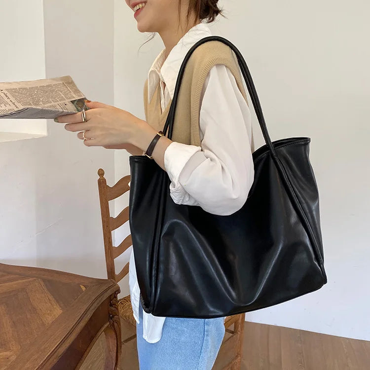Portable Texture Tote Bag for Women, Shoulder Underarm Bag, Commuting Bag, Large Capacity, Niche Design, Autumn Winter Handbags Quick Pick Grocers