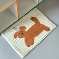 Striped puppy printed short fleece bathroom anti-slip mat, cute style door mat, indoor small carpet Quick Pick Grocers