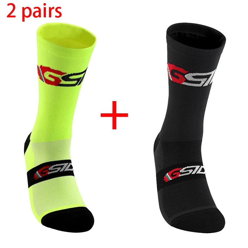 2pairs 2023 New Cycling Socks Bike Nurse Compression Road Bike Running Mtb Knee-high White Sports Funny Brand Black Quick Pick Grocers