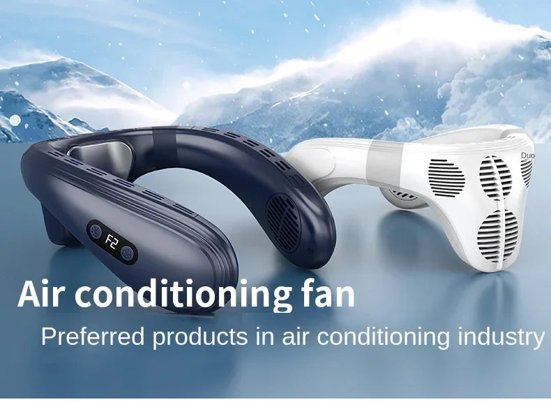 New Portable Neck Fan 5200mAh Neck Air Conditioner Rechargeable Semiconductor Cooling Fan Outdoor Personal Fan Wearable Cooler Quick Pick Grocers