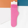 INS Women Girls Summer Thin Long Socks Ice Velvet Soft Breathable Pile of Socks Solid Black White Beige Harajuku High Tube Socks Quick Pick Grocers