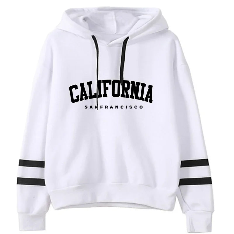 California Womens Tracksuit Casual Stripe Versatile Hooded Sweatshirt or Pants or Suit Simplicity Hot Sales Street Outfits S-3XL Quick Pick Grocers