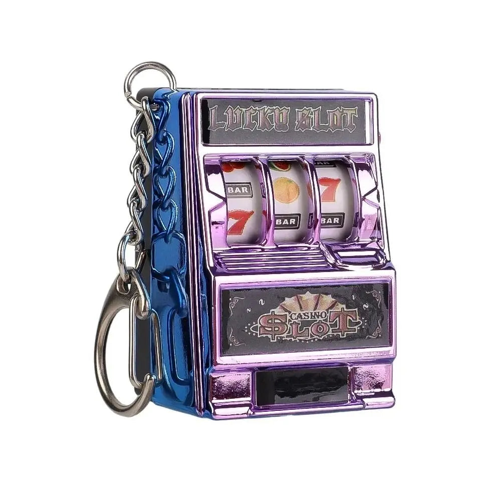 Mini Gambling Slot Machine Key Chains Creative Arcade Pocket Fruit Lucky Jackpot Gadget Antistress Toy Funny Games Keychain Ring Econic Blanks