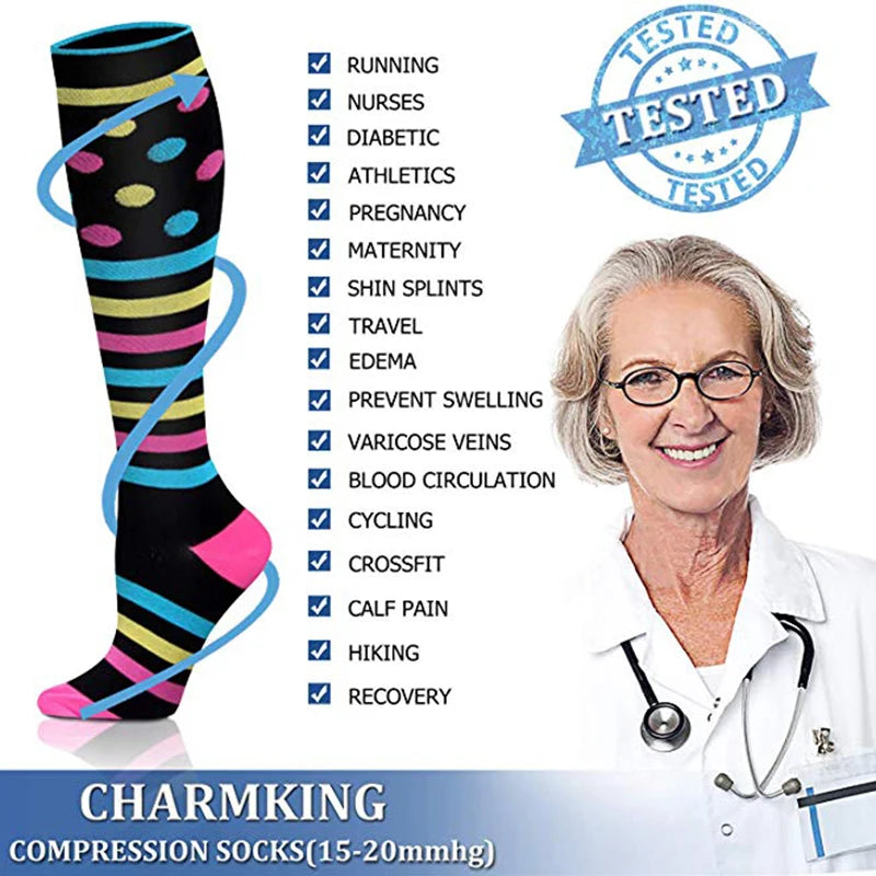 Compression Socks Varicose Veins Men's And Women's Sports Socks Football 20-30 Mmhg Elastic Anti Fatigue Pain Relief Wholesale Quick Pick Grocers