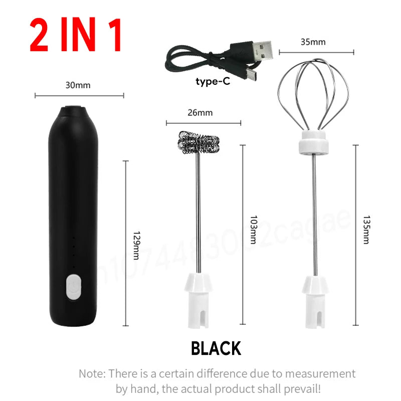 UPGRADED Electric Coffee Frother/MILK Whisk+Egg Beater MINI Food Blender USB Rechargeable Handheld Three Speeds Espresso Tools Quick Pick Grocers