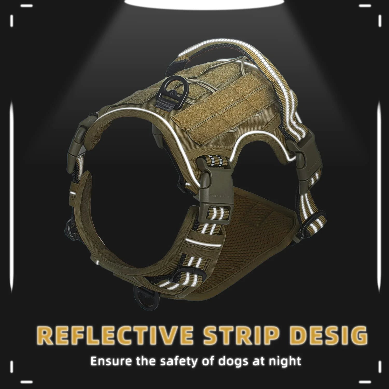Tactical Dog Harness, No Pull Dog Harness, Adjustable Breathable MOLLE Dog Vest Harness for Medium Large Dog Reflective Military Econic Blanks
