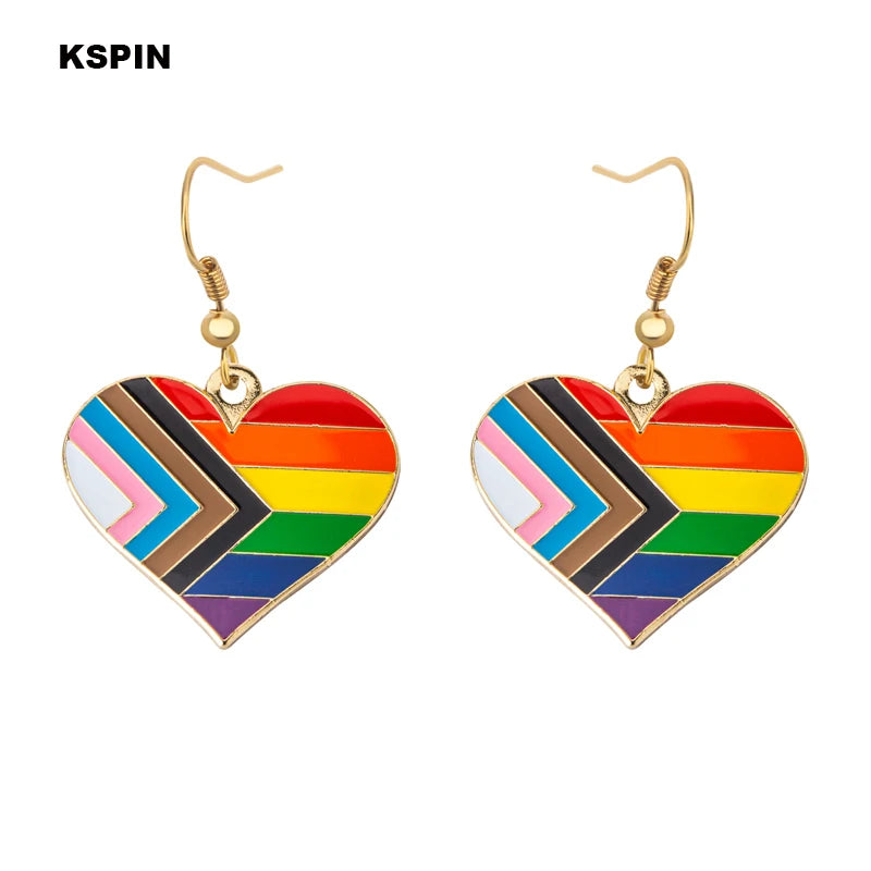 Progress Pride Heart Shaped Lapel Pin Flag badge Brooch Pins Badges Quick Pick Grocers