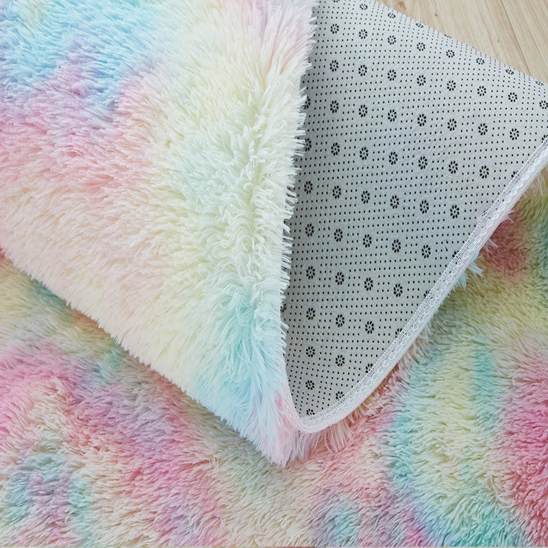 Kids Carpet Girl Rainbow Colors Carpets For Living Room Large Push Soft Bedroom Rugs Bedside Children's Room Floor Cute Mats Quick Pick Grocers