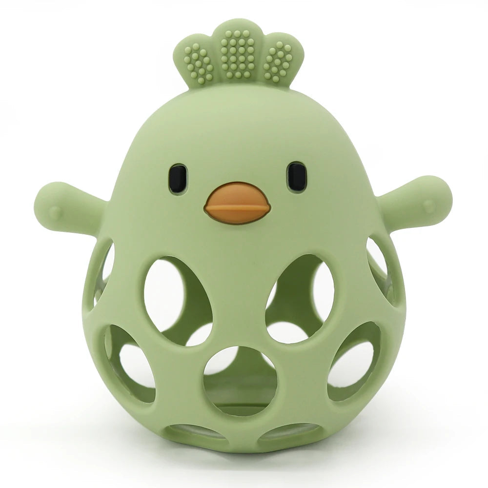 1PC Baby Silicone Teether Toys Cartoon Chick Shape Baby Toys Hollow Out Baby Care Equipment Chewing Training Baby Products Quick Pick Grocers