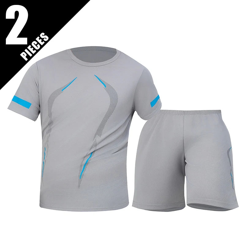 2/4/6 Pcs Plus Size Men's Quick-drying Short-sleeved Shorts Suit Men's Leisure Sports Running Fitness T-shirt Joker Shorts Teen Quick Pick Grocers