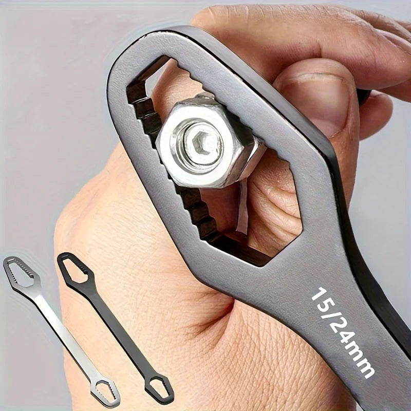 1pc Universal Double Ended Wrench, Self-Tightening 3-17mm Screw Nuts Repair Wrench, Double-Headed Ratchet Spanner, Adjustable Quick Pick Grocers