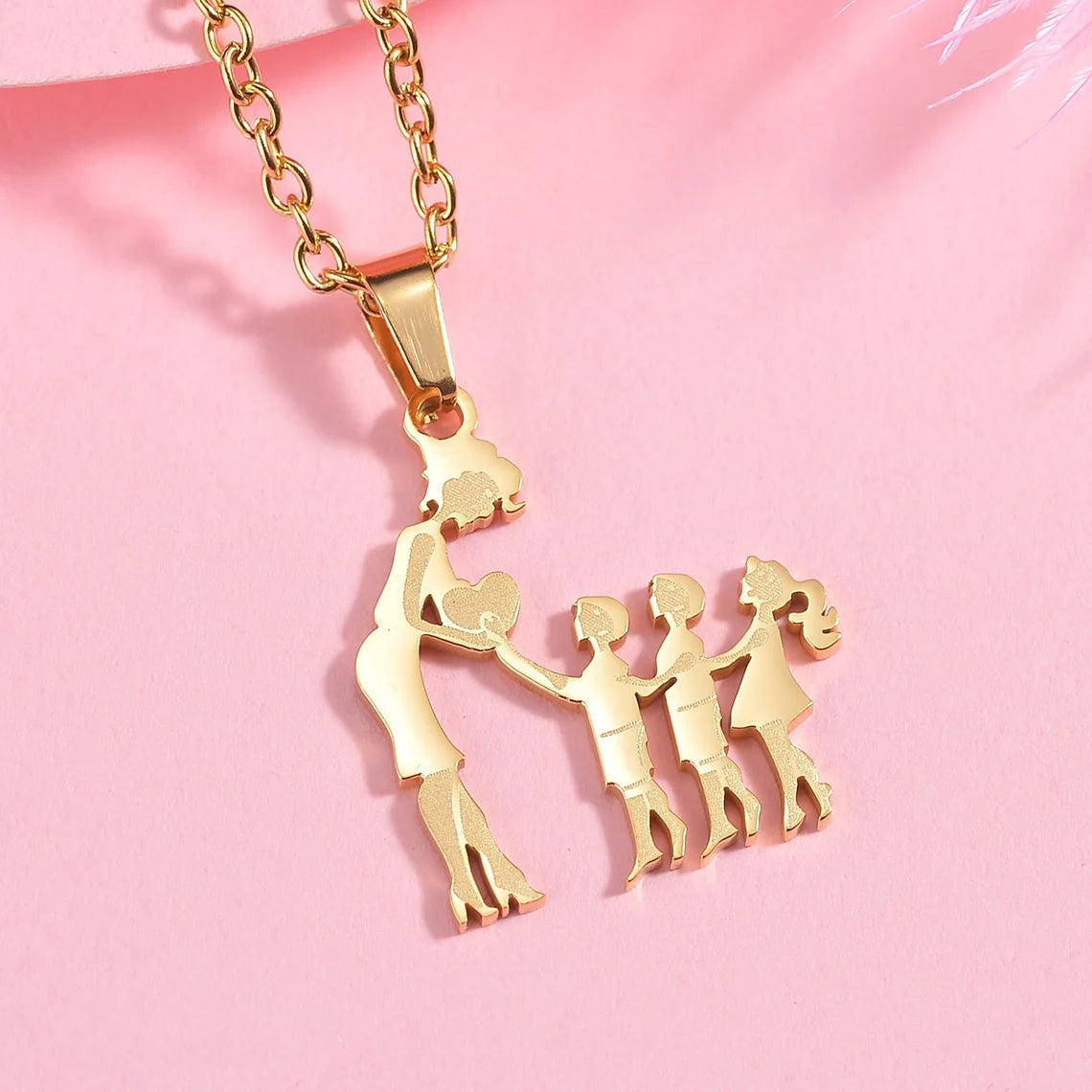 Girls Boy Children Stainless Steel Family Necklaces Mama Pendants Necklace Birthday Gifts For Women Jewelry Mother's Day Jewelry Quick Pick Grocers