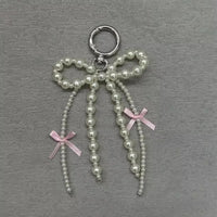 2026 New Korean Fashion Sweet Pearl Bow Keychain Heart Pendant Keyring Y2K Ins Aesthetic Holder for Girl Bag Pendant Accessories Quick Pick Grocers